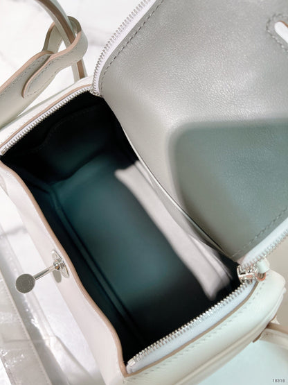 HERMES MINI LINDY, Gris Pale/Gris Meyer/Silver