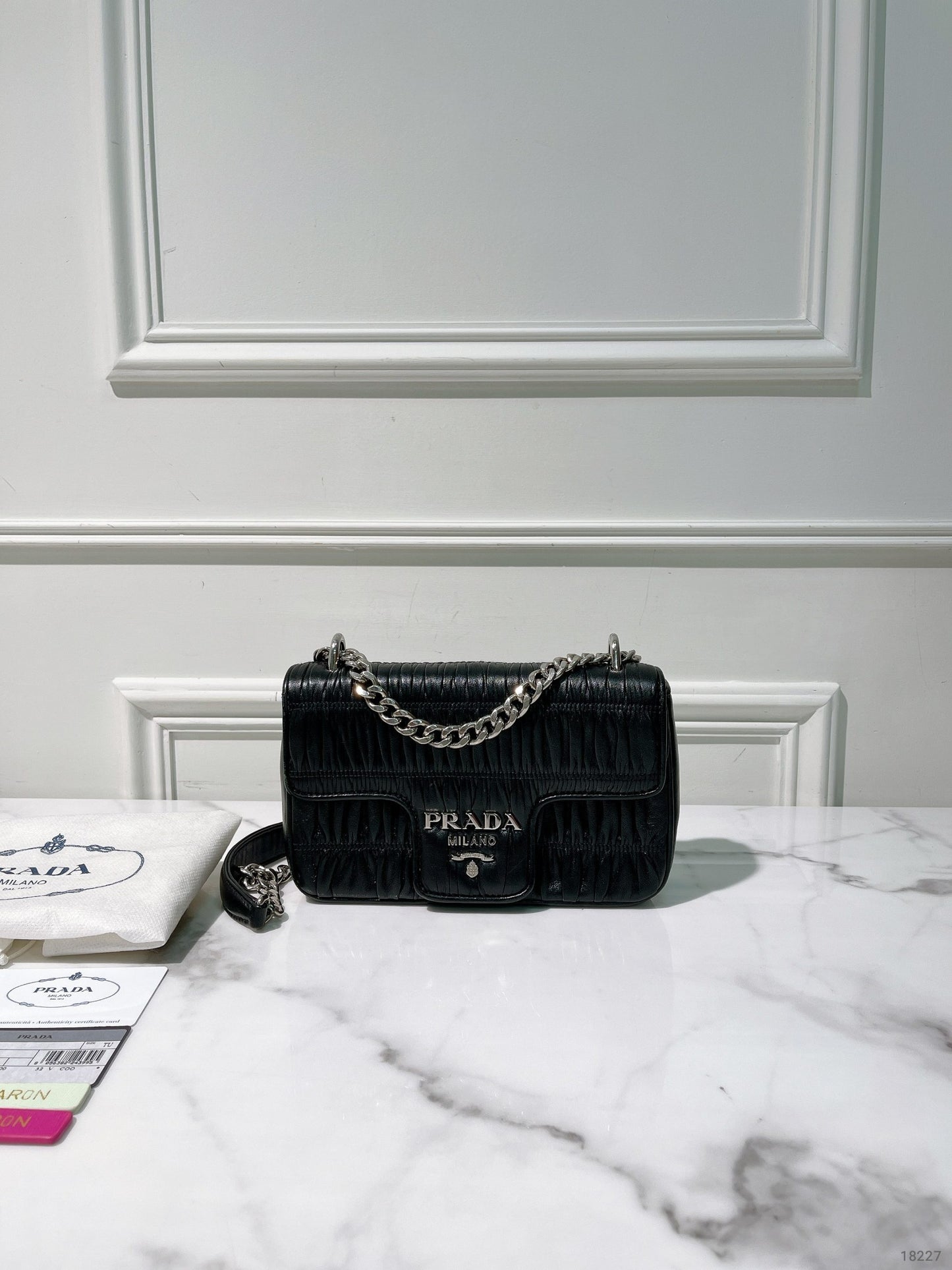 PRADA SHOULDER BAG, Black/Silver