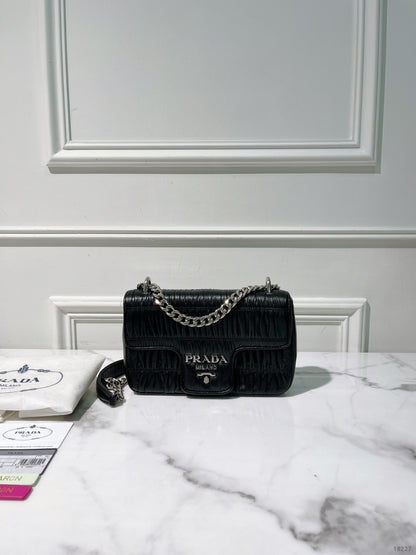 PRADA SHOULDER BAG, Black/Silver