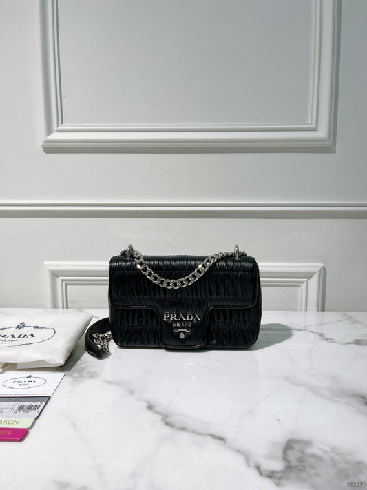 PRADA SHOULDER BAG, Black/Silver