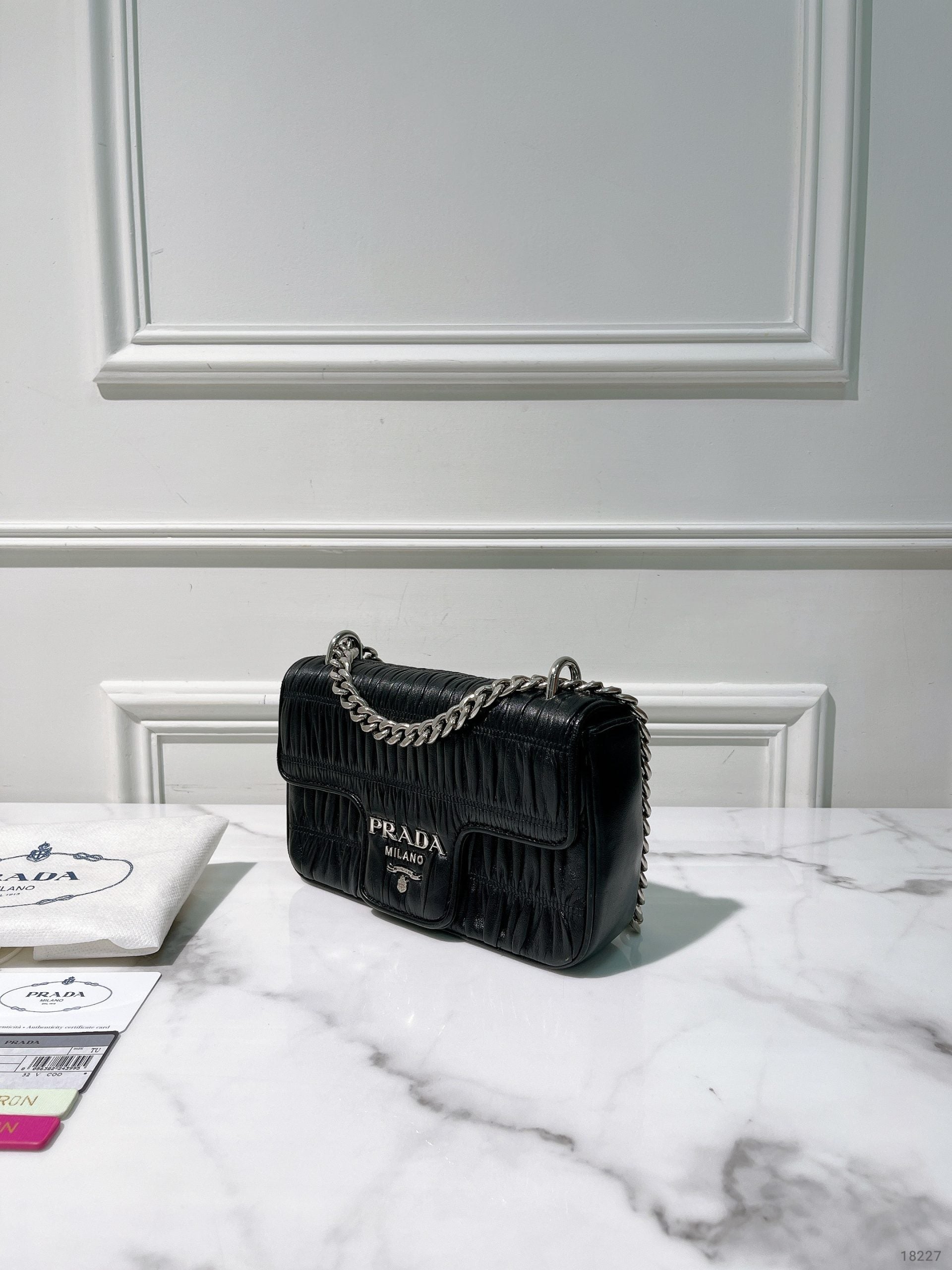 PRADA SHOULDER BAG, Black/Silver