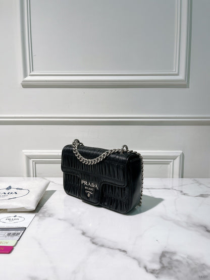 PRADA SHOULDER BAG, Black/Silver