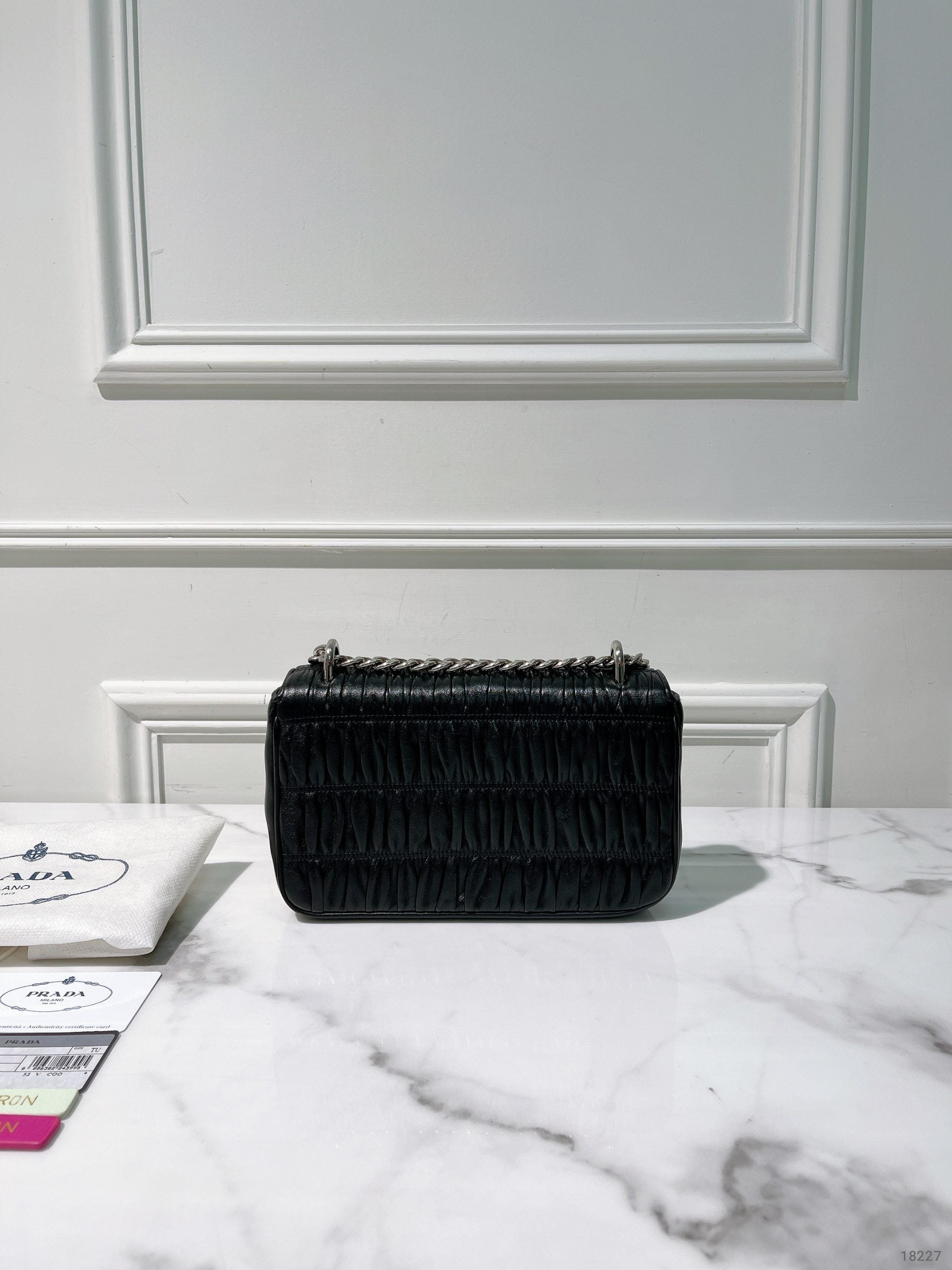 PRADA SHOULDER BAG, Black/Silver