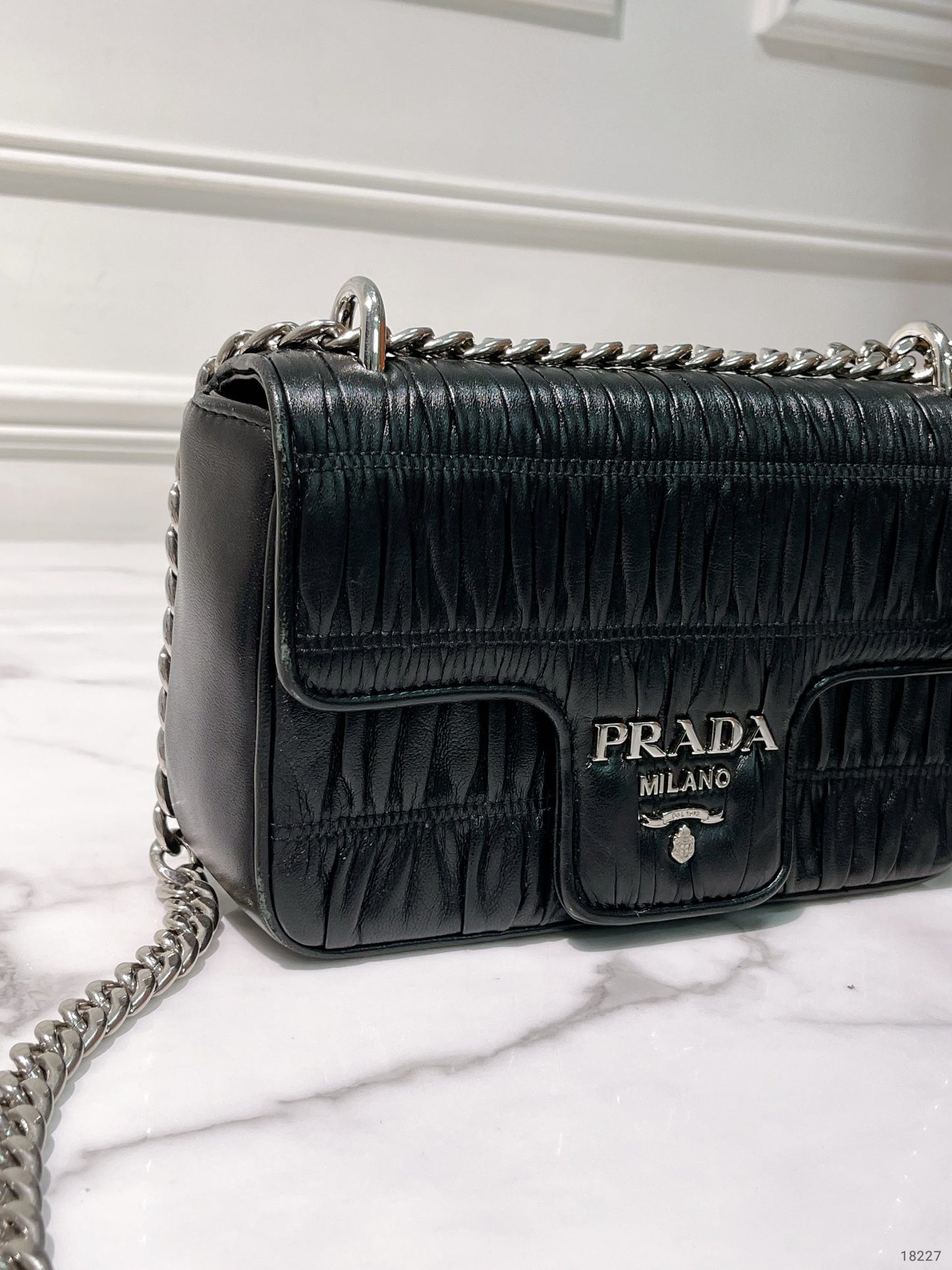 PRADA SHOULDER BAG, Black/Silver