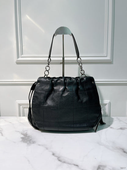 CHANEL VINTAGE BUCKET BAG, Black/Silver