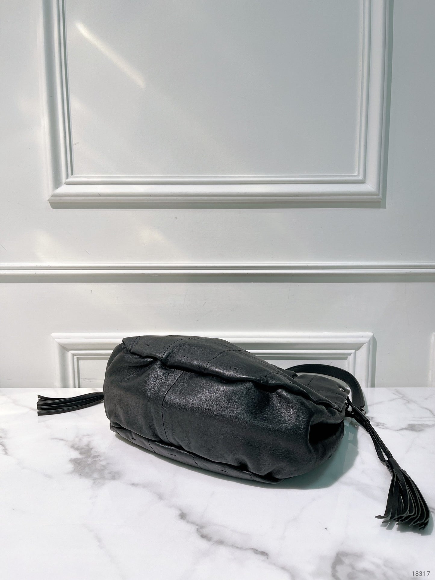 CHANEL VINTAGE BUCKET BAG, Black/Silver