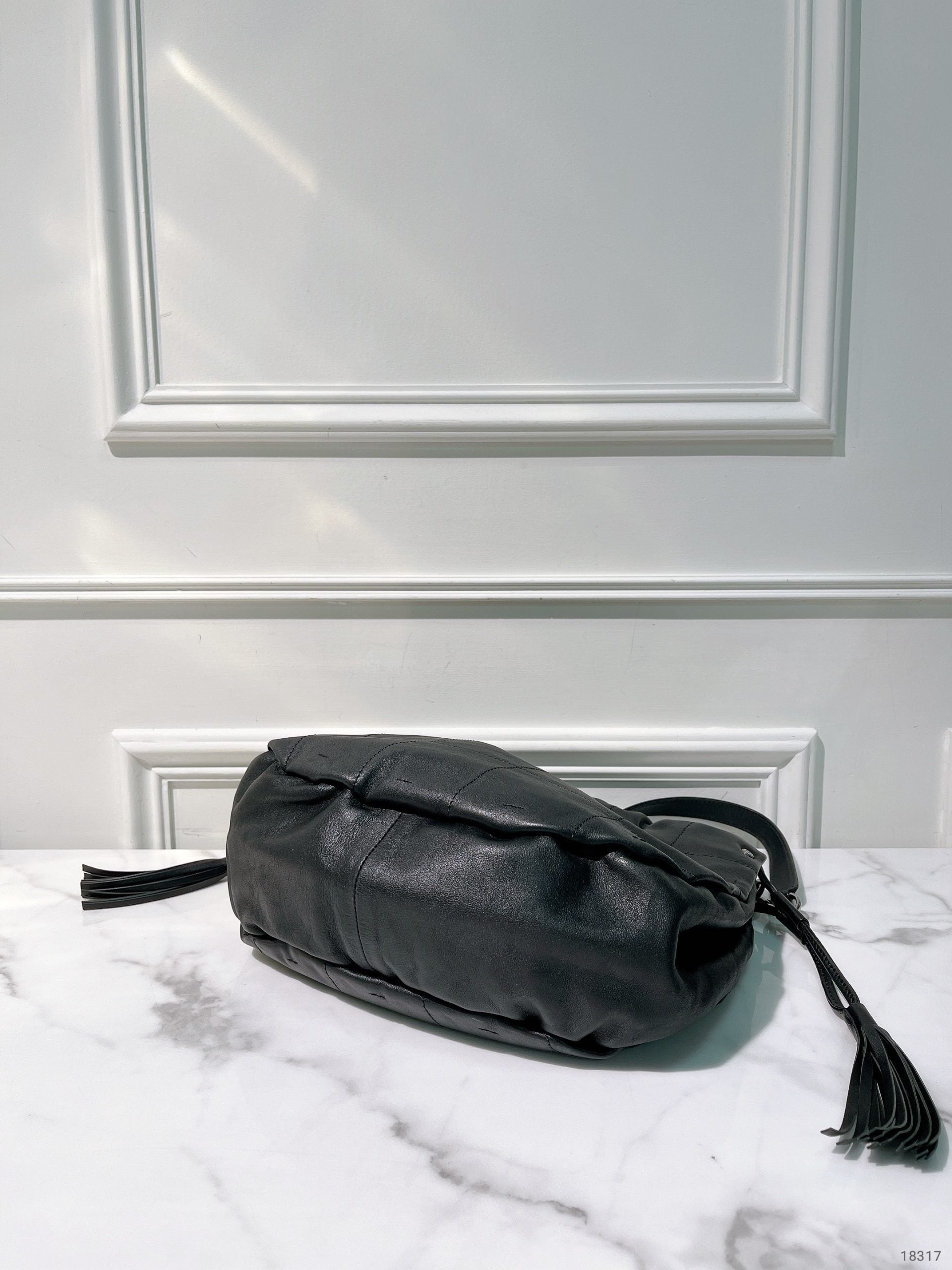 CHANEL VINTAGE BUCKET BAG, Black/Silver