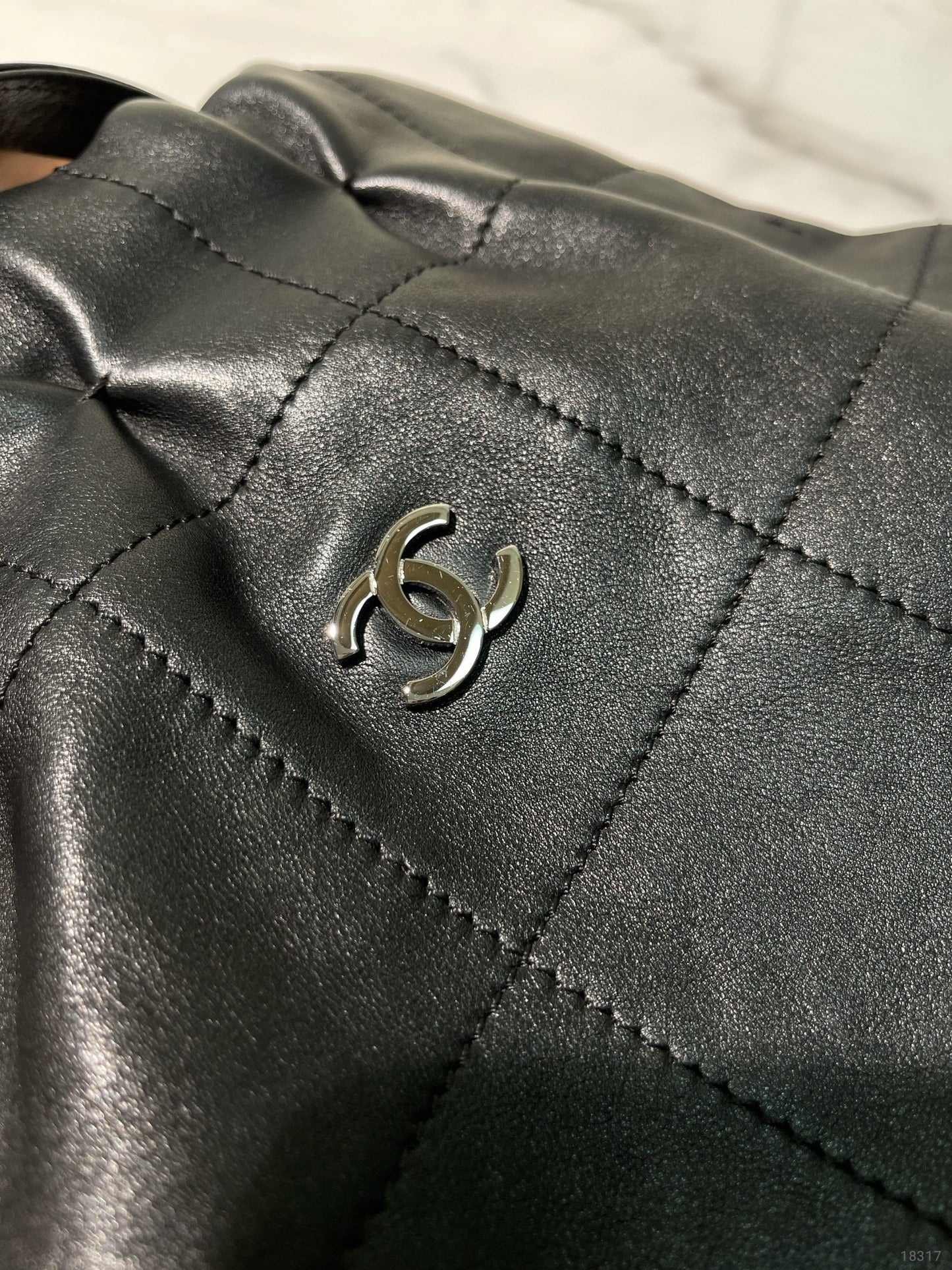 CHANEL VINTAGE BUCKET BAG, Black/Silver