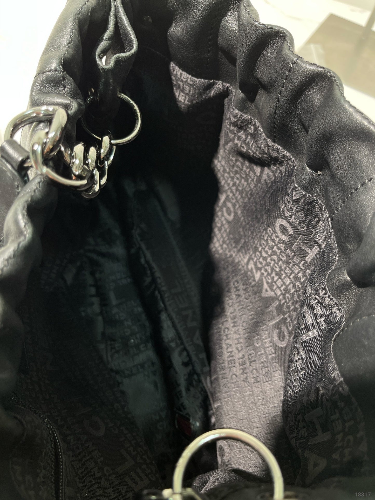 CHANEL VINTAGE BUCKET BAG, Black/Silver