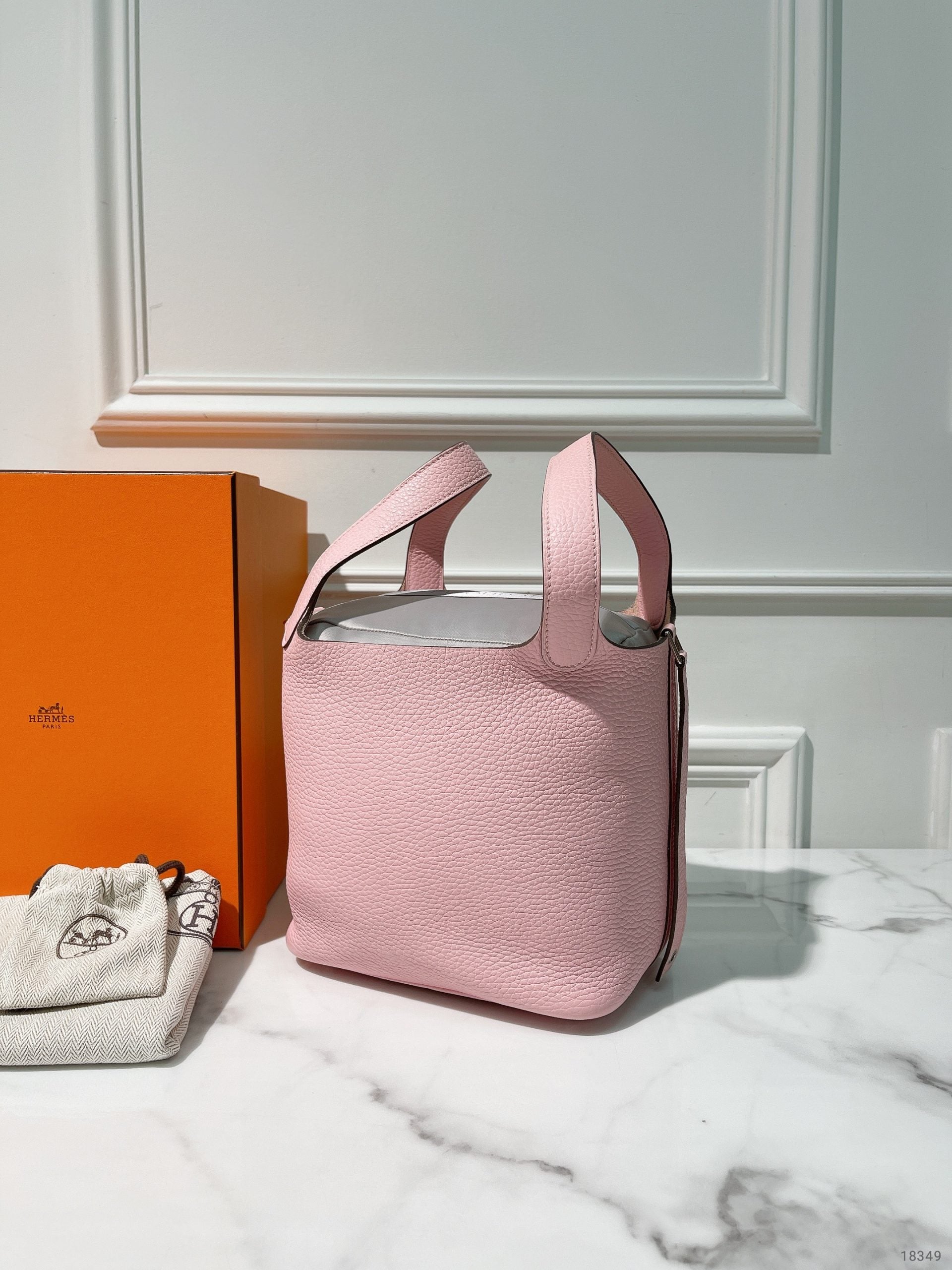 HERMES PICOTIN LOCK 18, Rose Sakura/Silver