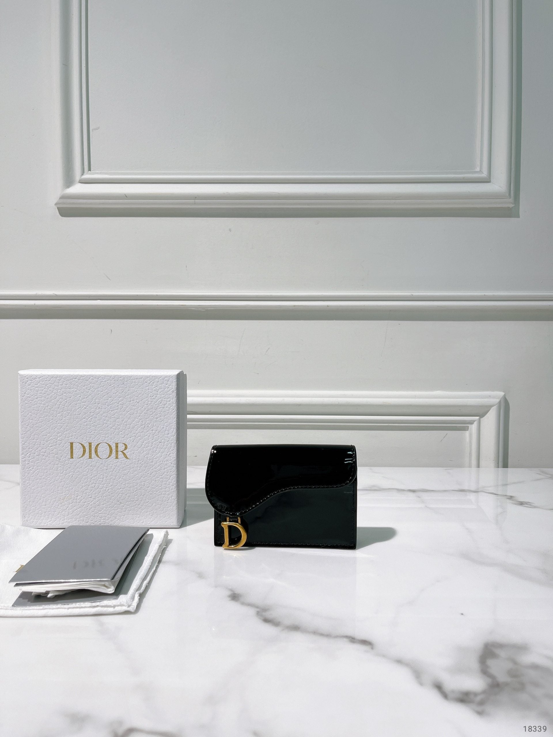 DIOR SADDLE CARD HOLDER, Black/Gold