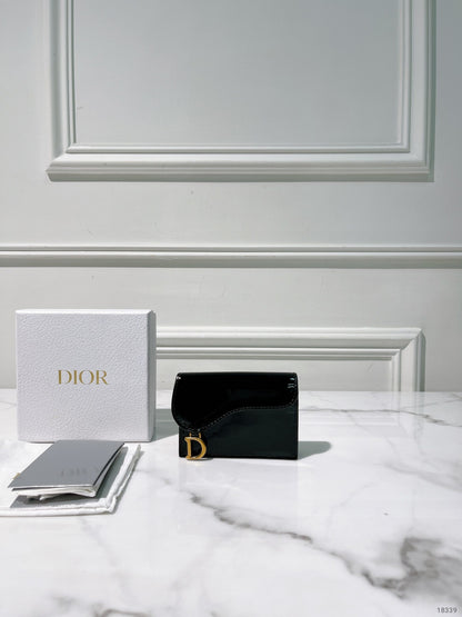 DIOR SADDLE CARD HOLDER, Black/Gold