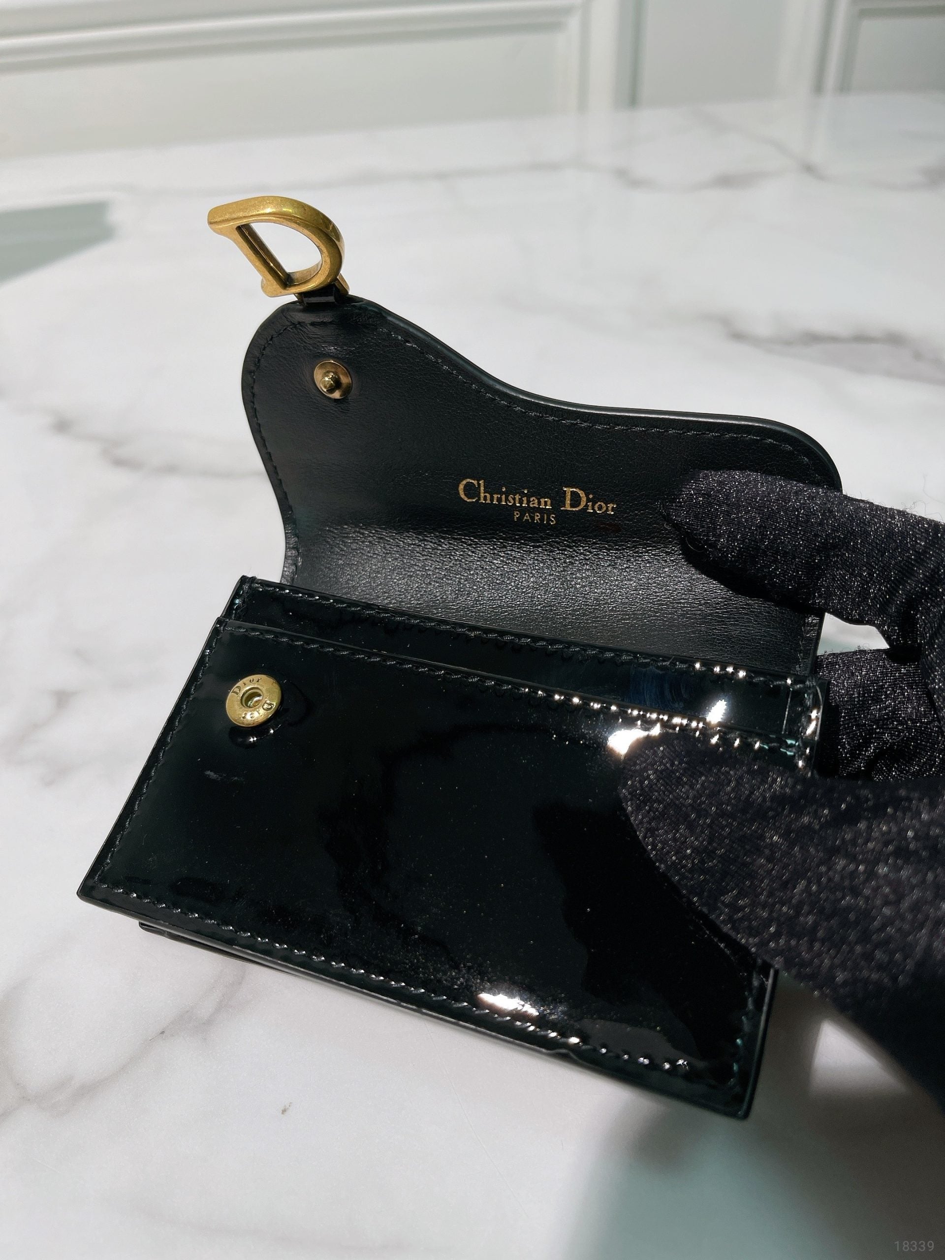 DIOR SADDLE CARD HOLDER, Black/Gold