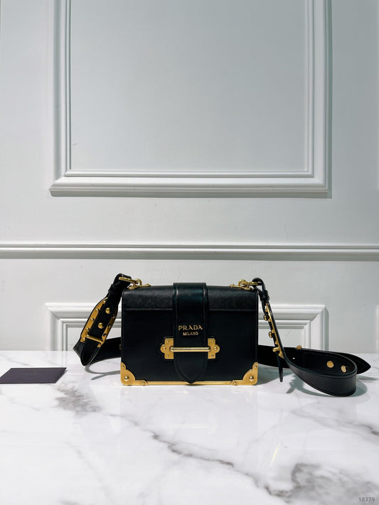 PRADA SHOULDER BAG, Black/Gold
