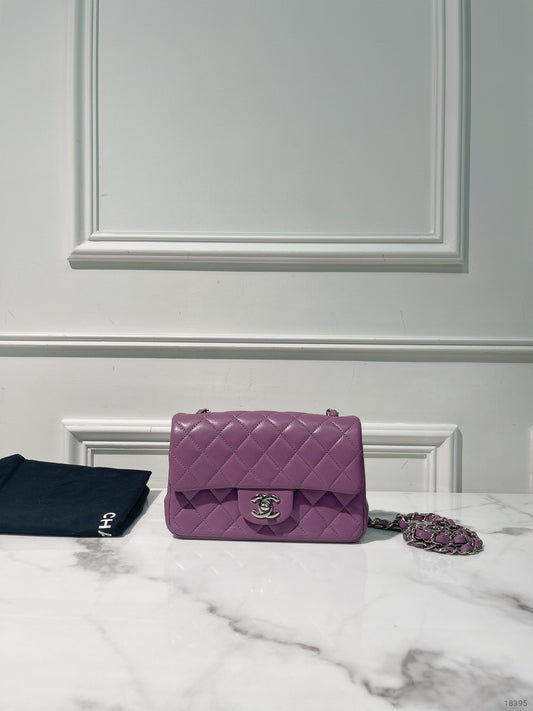 CHANEL MINI FLAP, Purple/Silver