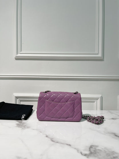 CHANEL MINI FLAP, Purple/Silver