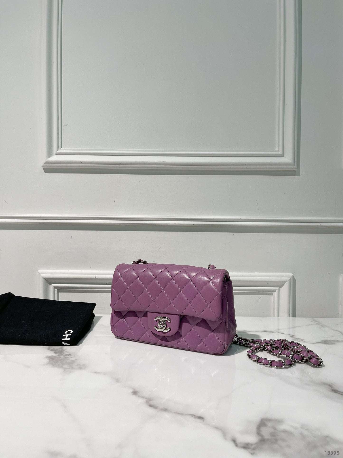 CHANEL MINI FLAP, Purple/Silver