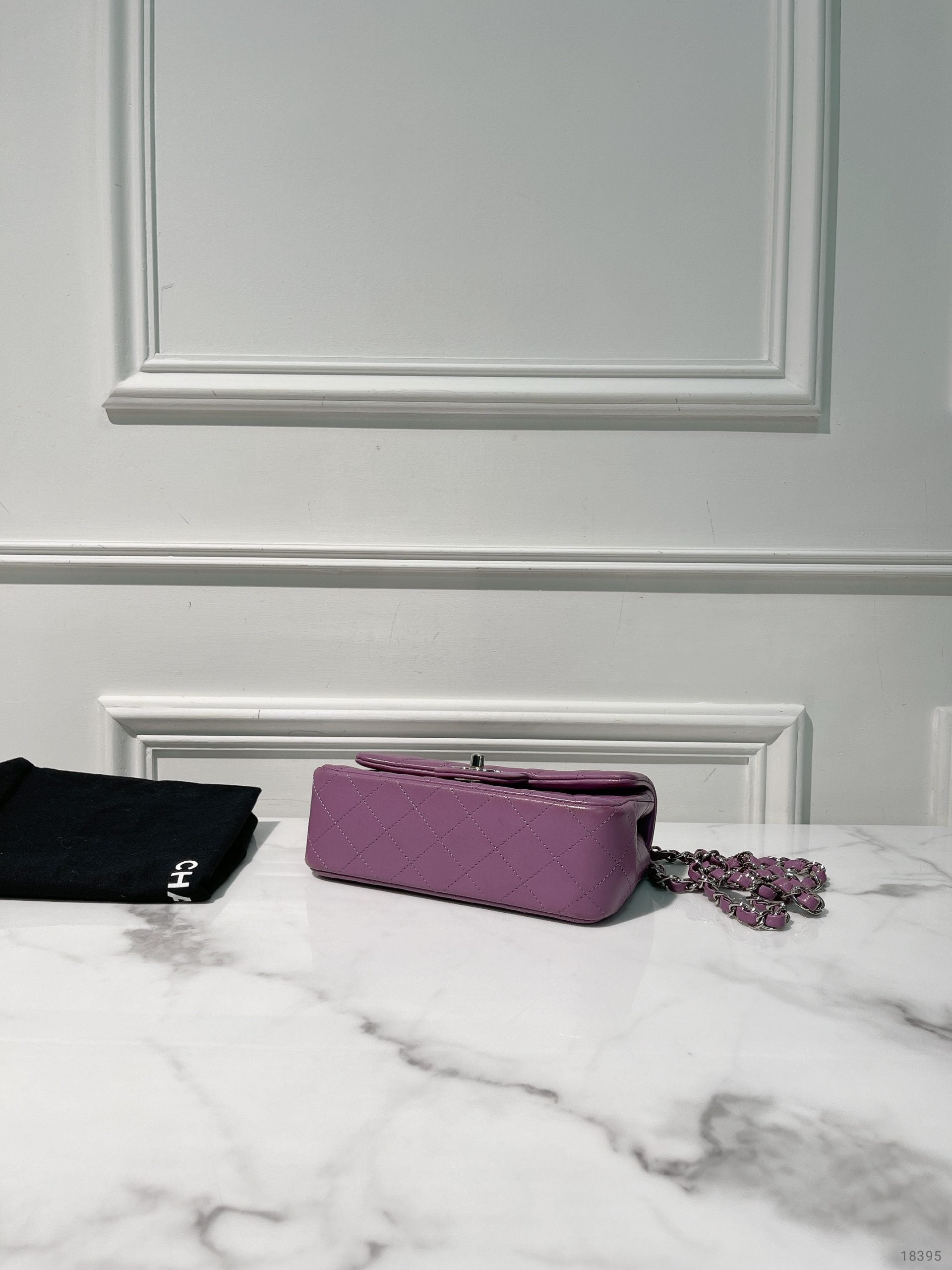 CHANEL MINI FLAP, Purple/Silver