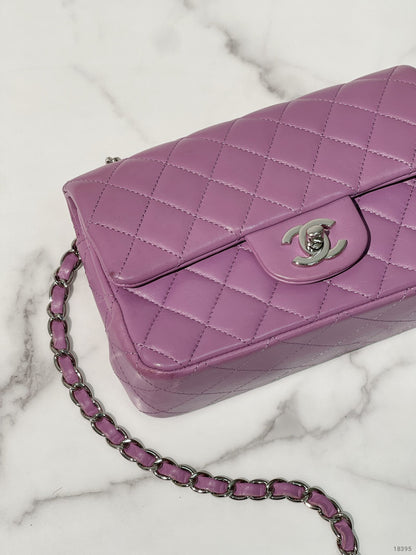 CHANEL MINI FLAP, Purple/Silver