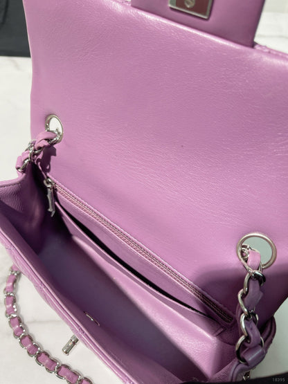 CHANEL MINI FLAP, Purple/Silver