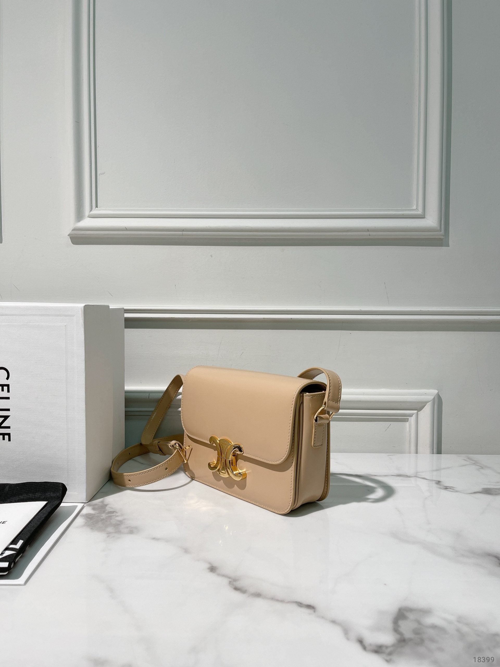 CELINE TEEN TRIOMPHE BAG, Beige/Gold