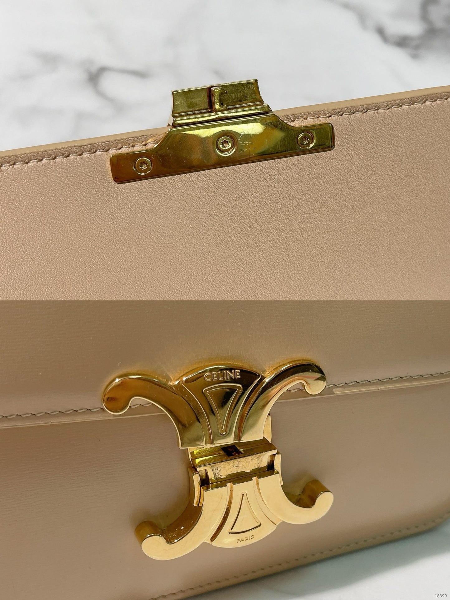 CELINE TEEN TRIOMPHE BAG, Beige/Gold