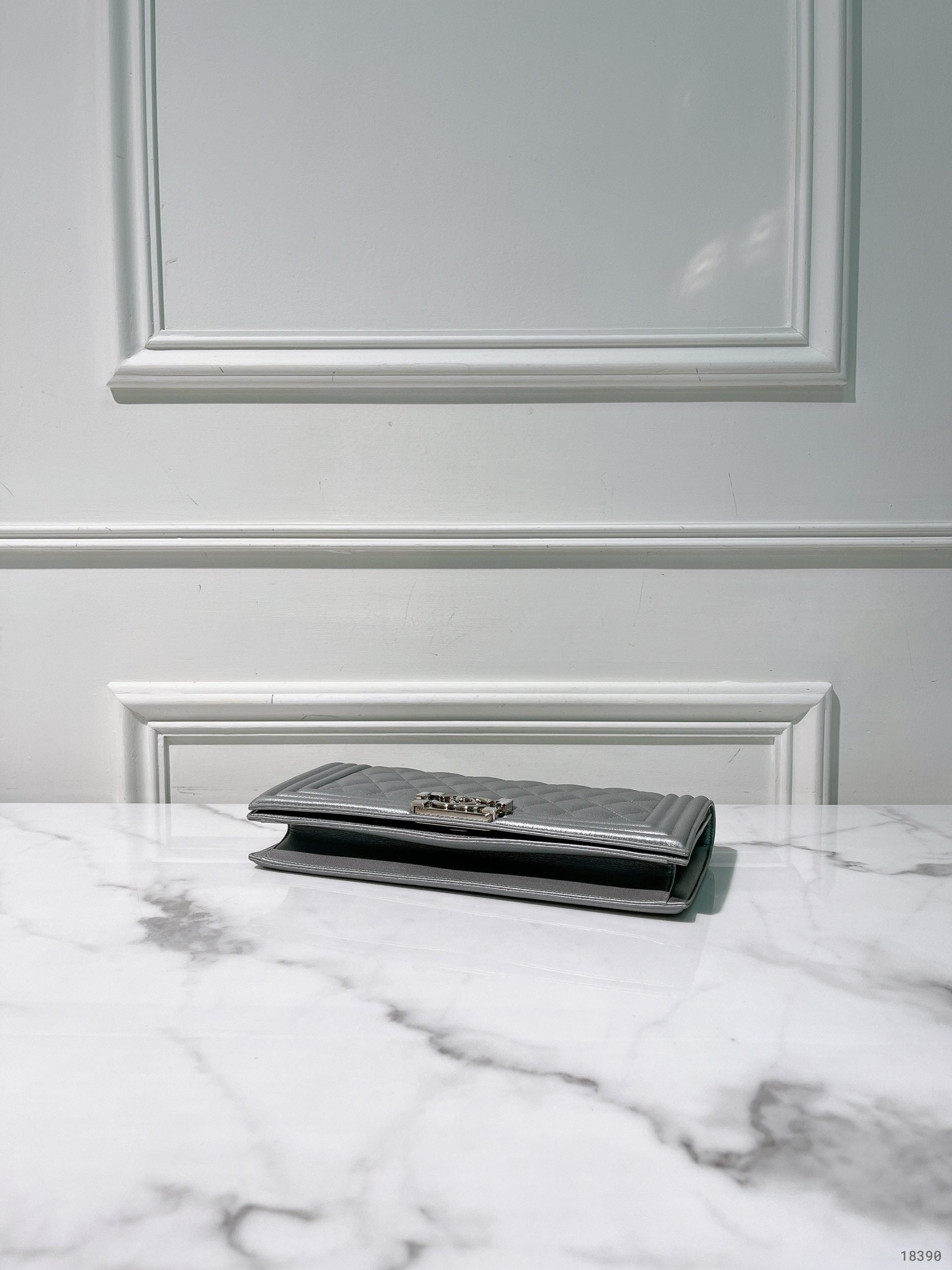 CHANEL BOY CLUTCH BAG, Silver