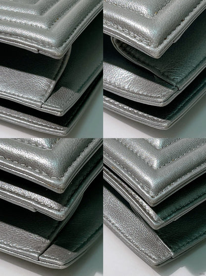 CHANEL BOY CLUTCH BAG, Silver