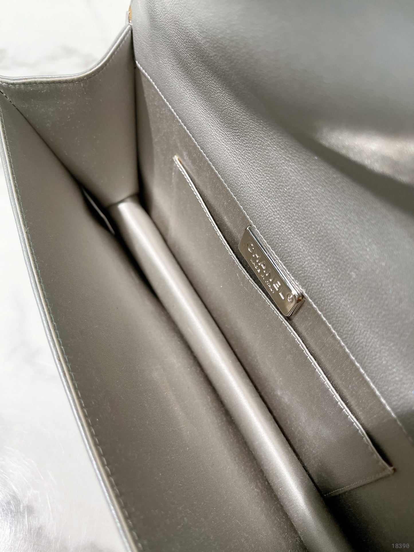 CHANEL BOY CLUTCH BAG, Silver