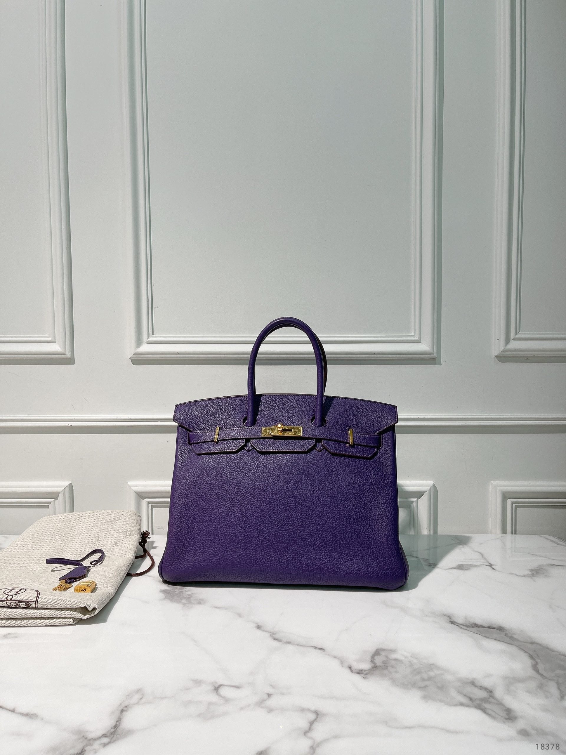 HERMES BIRKIN 35, Ultraviolet/Gold