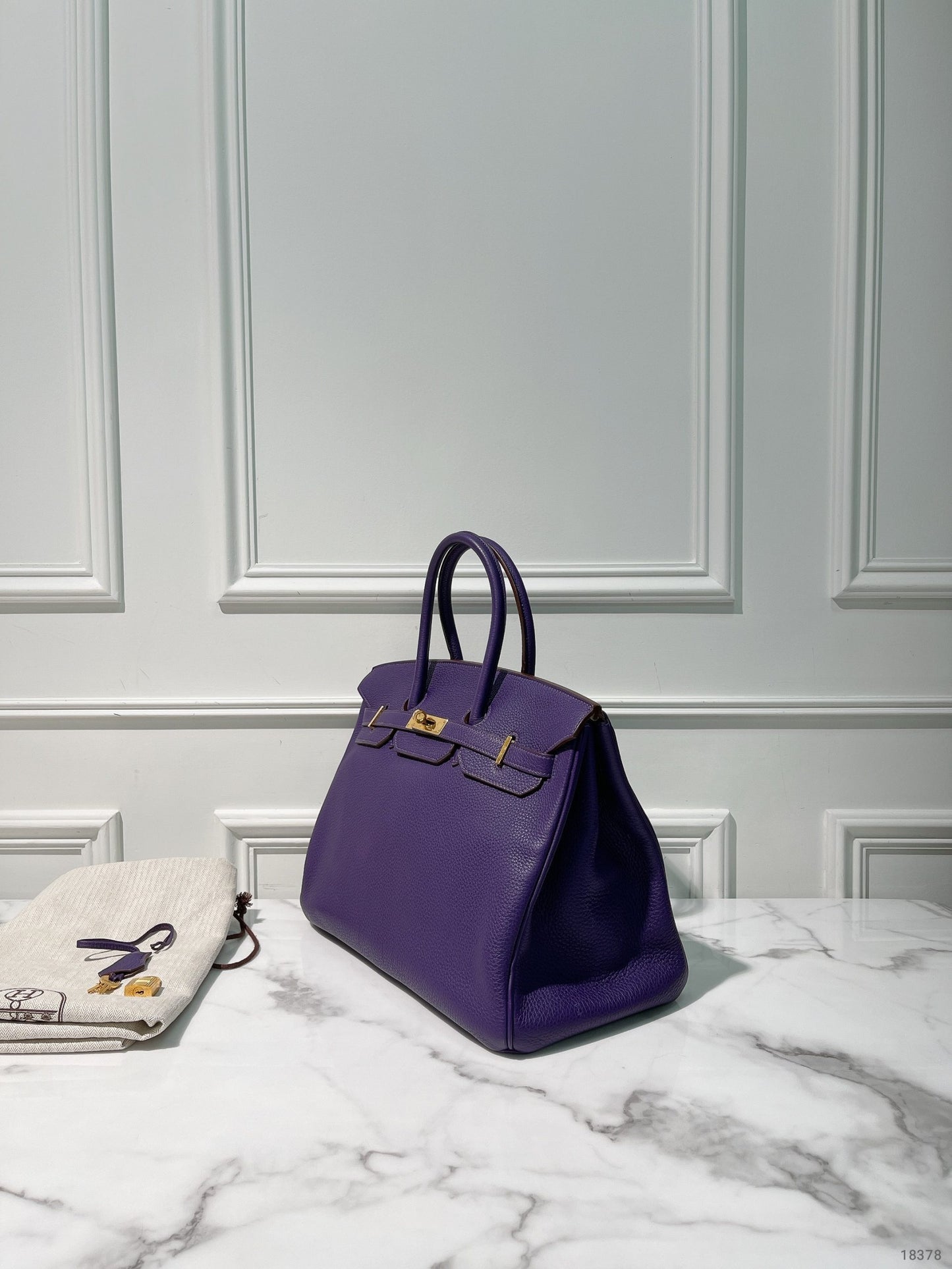 HERMES BIRKIN 35, Ultraviolet/Gold