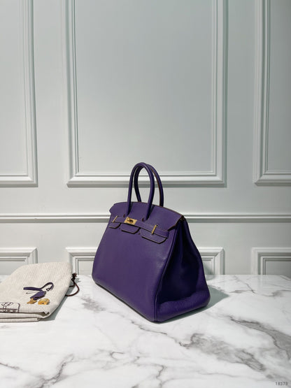 HERMES BIRKIN 35, Ultraviolet/Gold