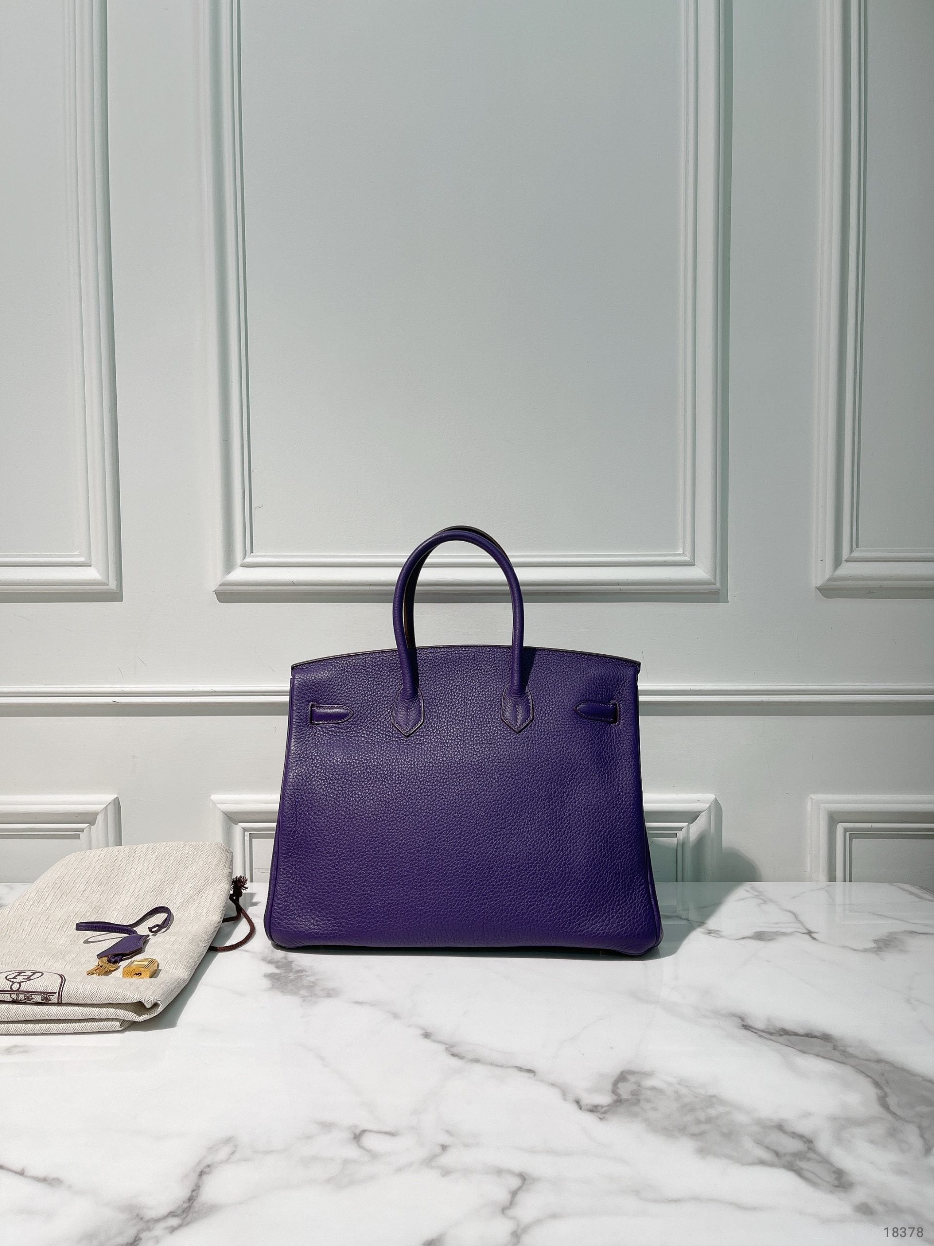 HERMES BIRKIN 35, Ultraviolet/Gold
