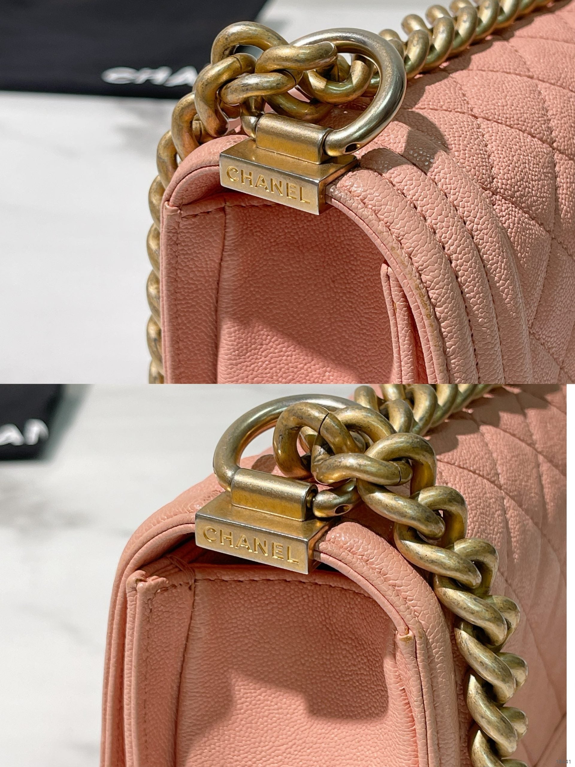 CHANEL SMALL BOY HANDBAG, Pink/Gold