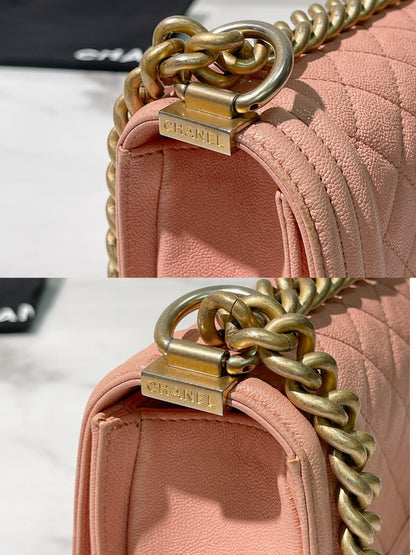 CHANEL SMALL BOY HANDBAG, Pink/Gold