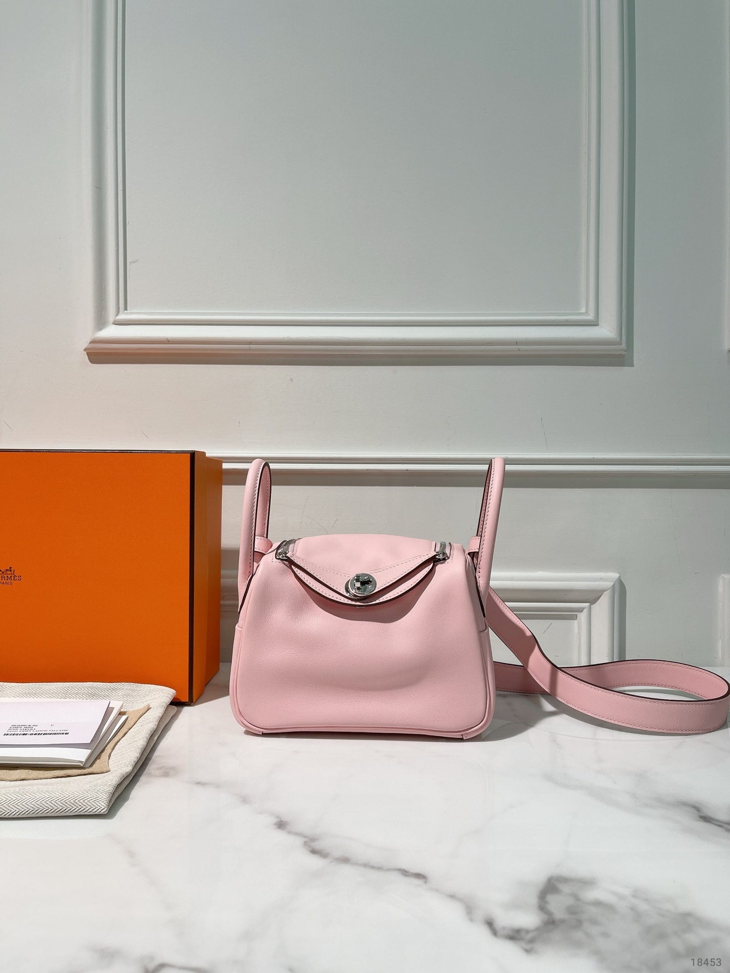 HERMES MINI LINDY, Rose Sakura/Silver