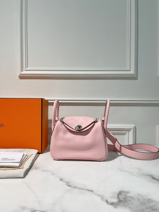 HERMES MINI LINDY, Rose Sakura/Silver