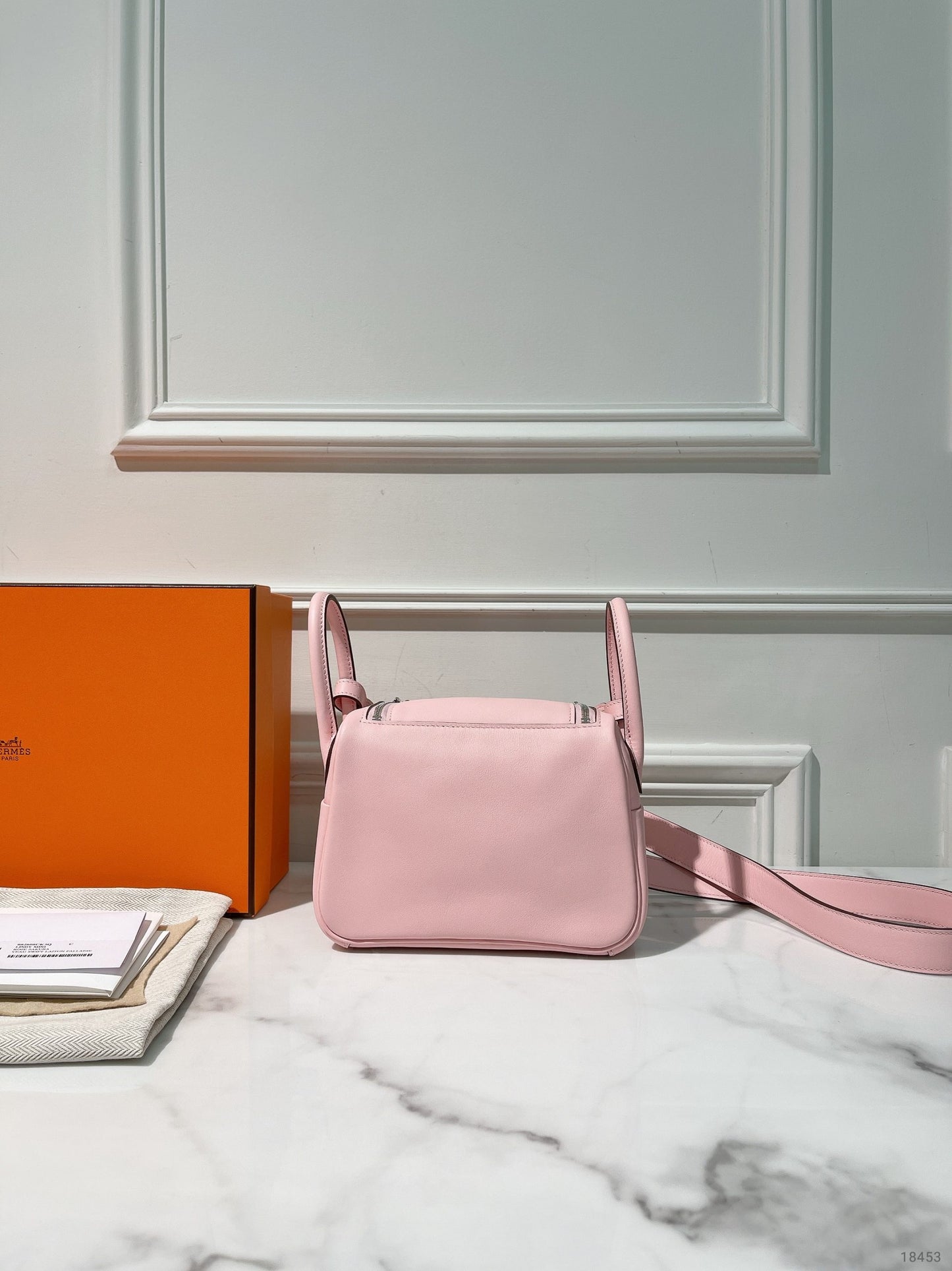 HERMES MINI LINDY, Rose Sakura/Silver