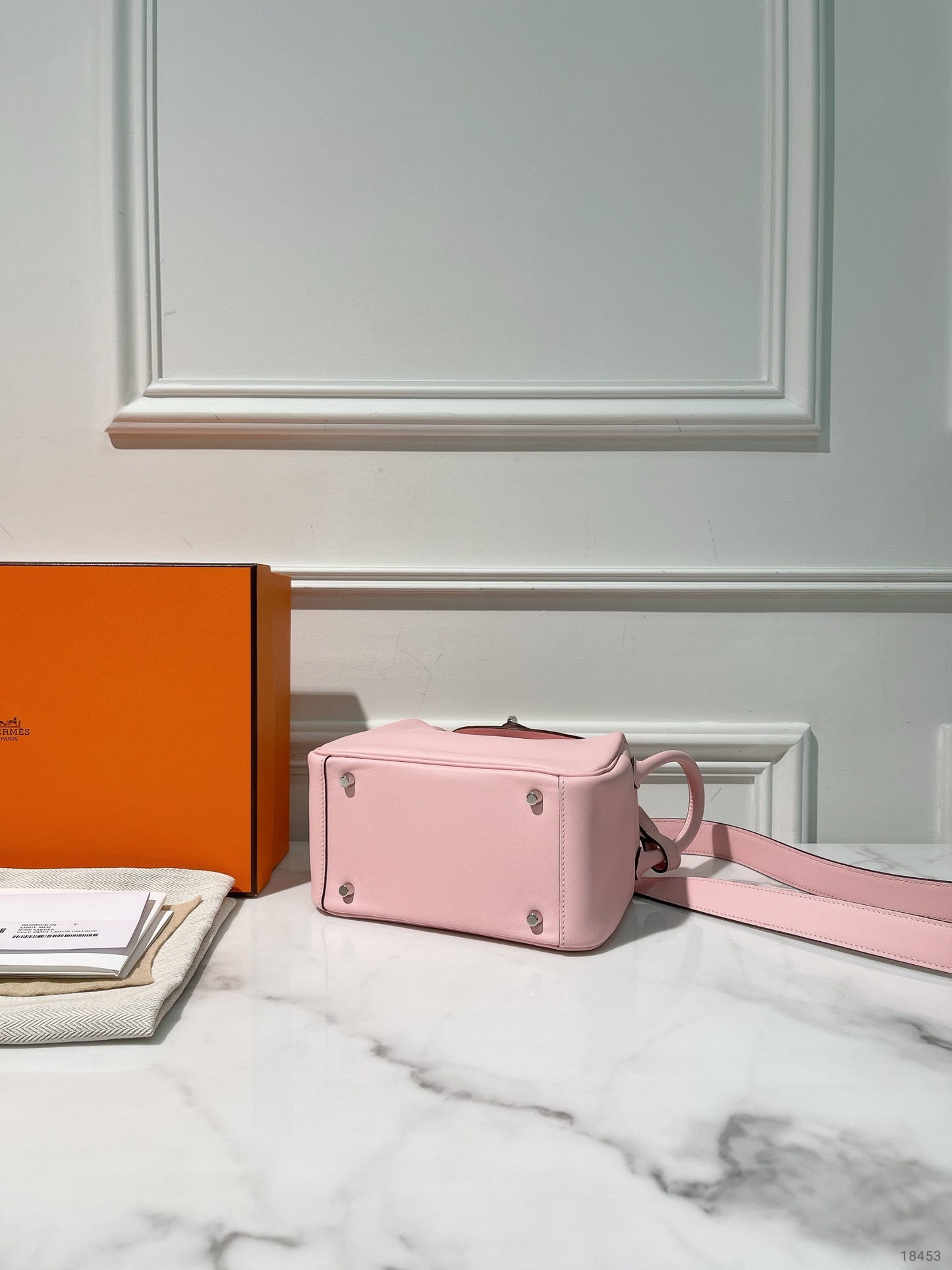 HERMES MINI LINDY, Rose Sakura/Silver