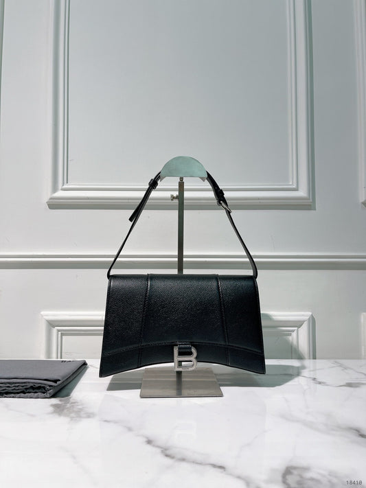 BALENCIAGA HOURGLASS BAGUETTE, Black/Silver