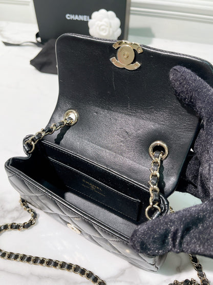 CHANEL 25S MINI FLAP, Black/Gold