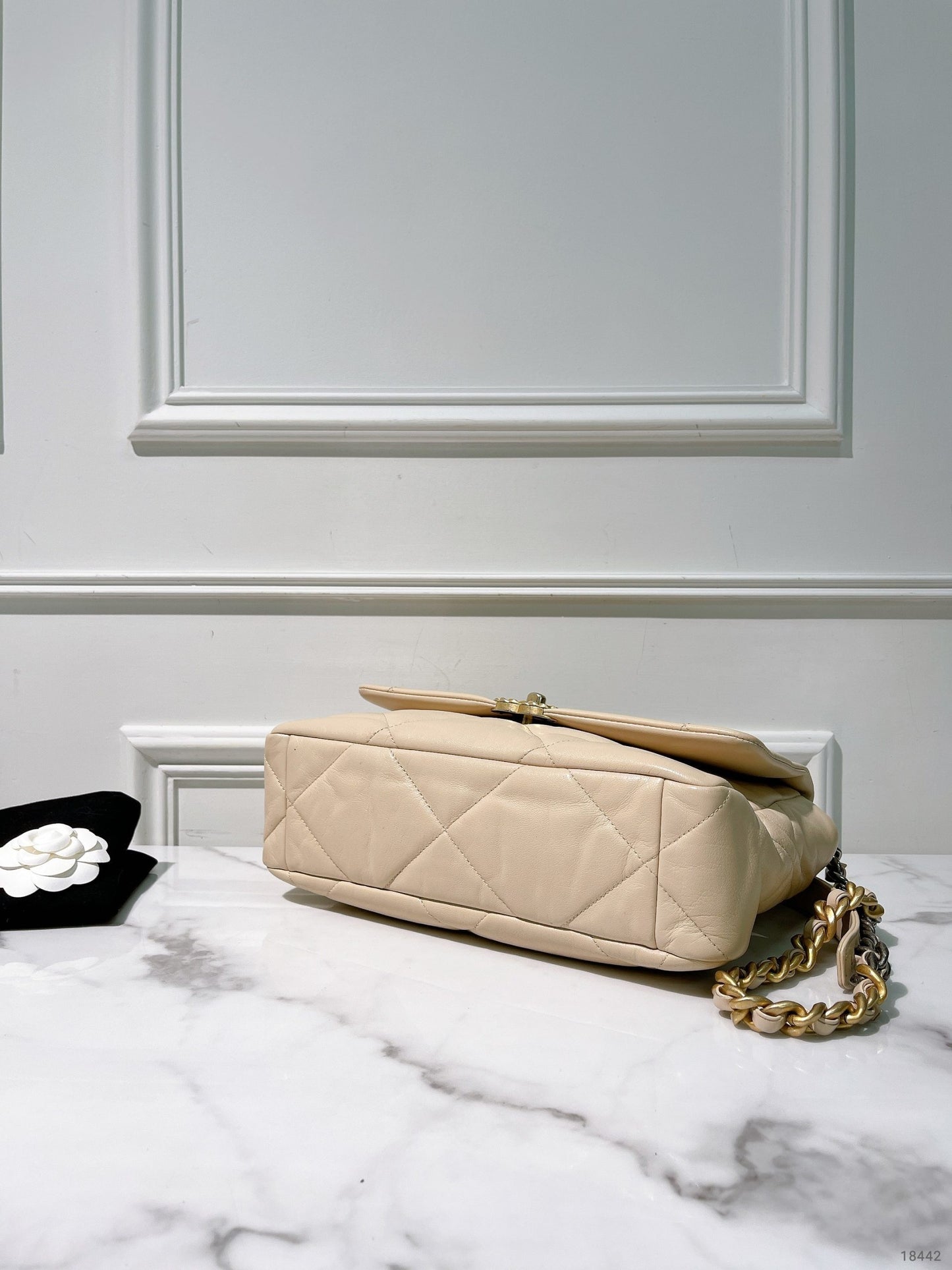 CHANEL 19 BAG, Beige/Gold