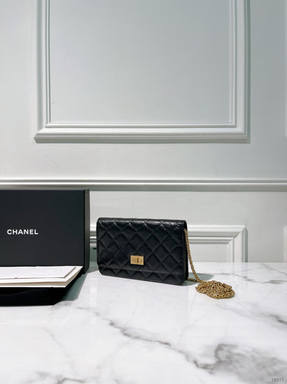 CHANEL 2.55 WOC, Black/Gold