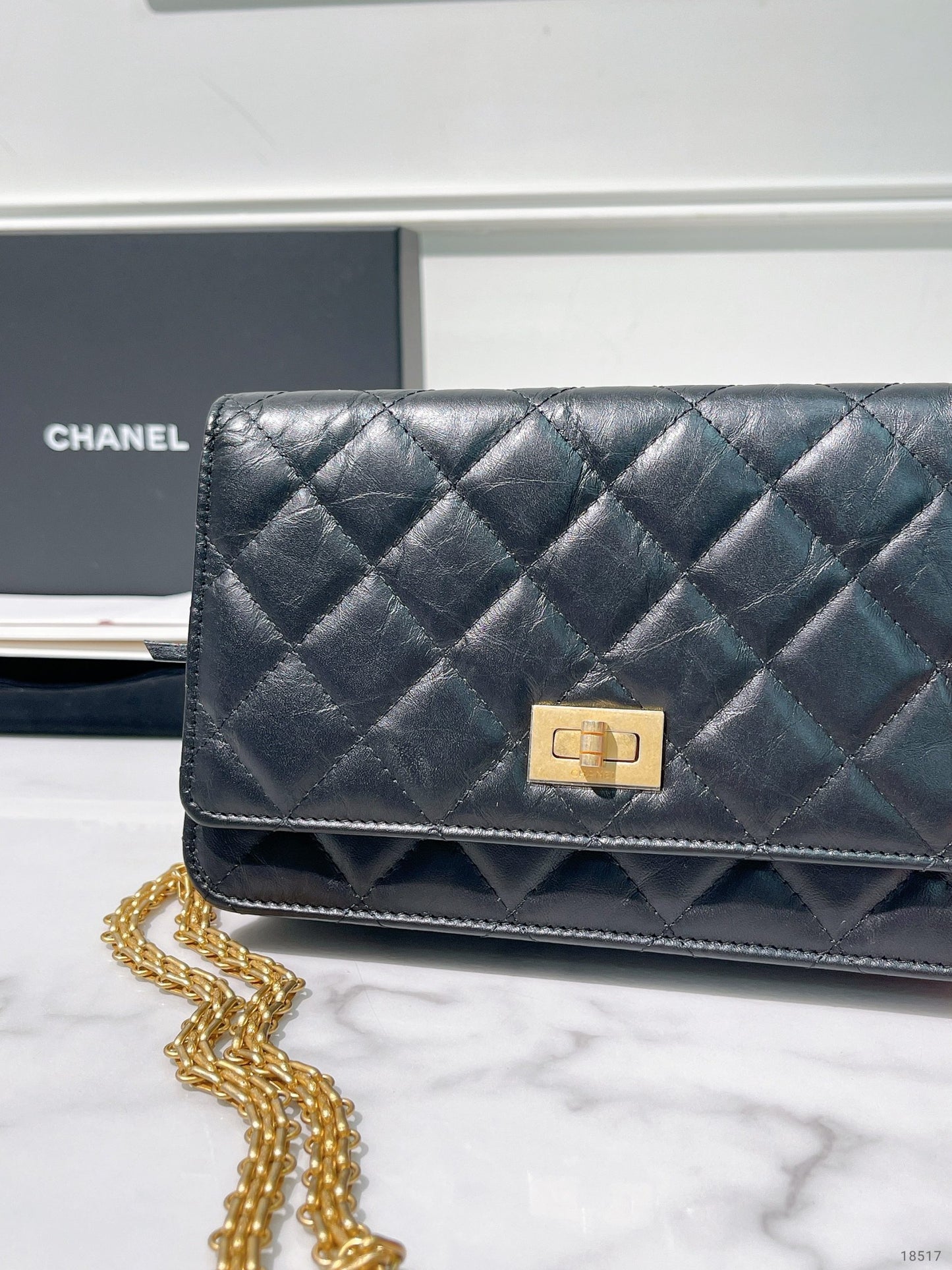 CHANEL 2.55 WOC, Black/Gold