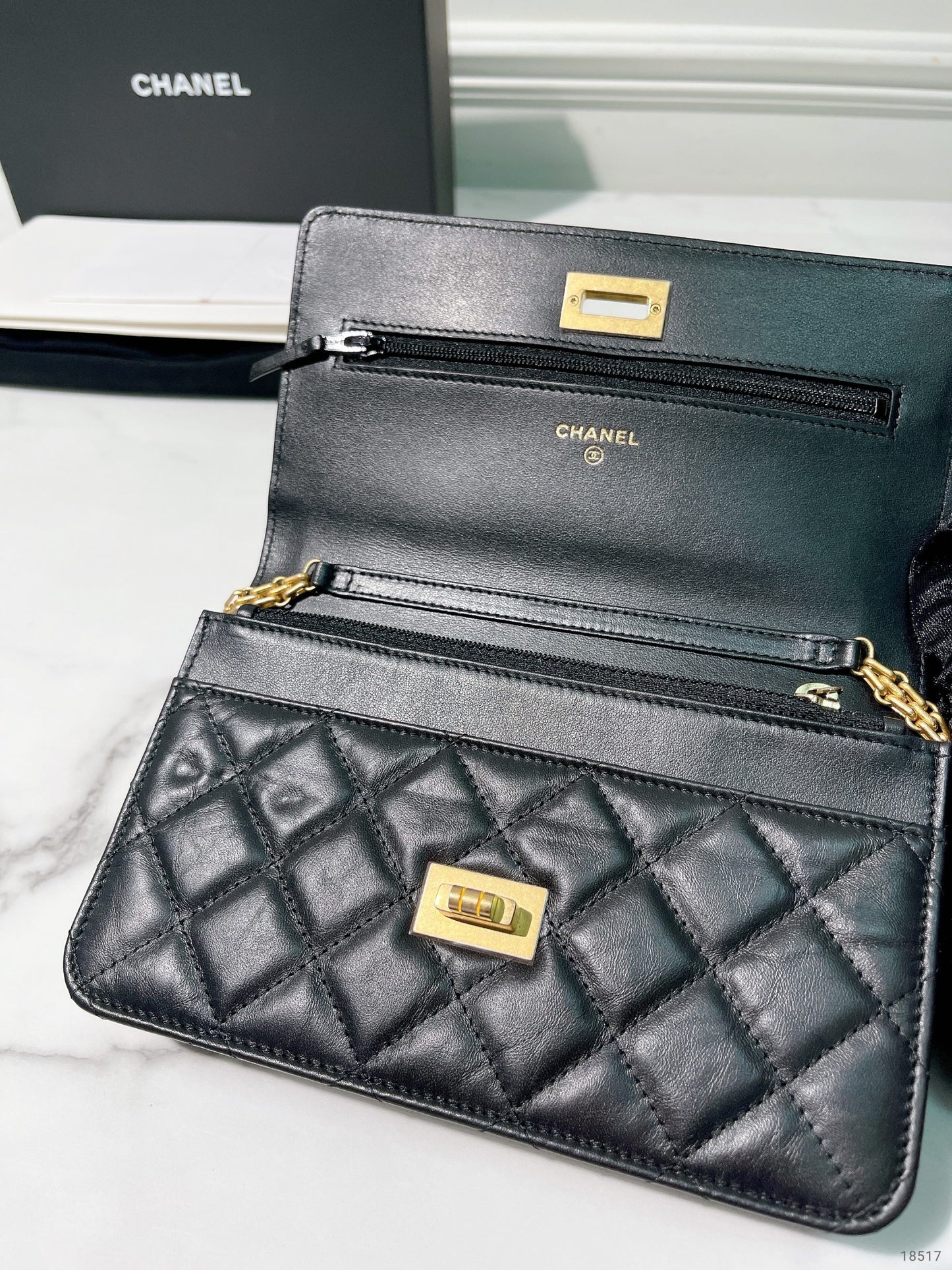 CHANEL 2.55 WOC, Black/Gold