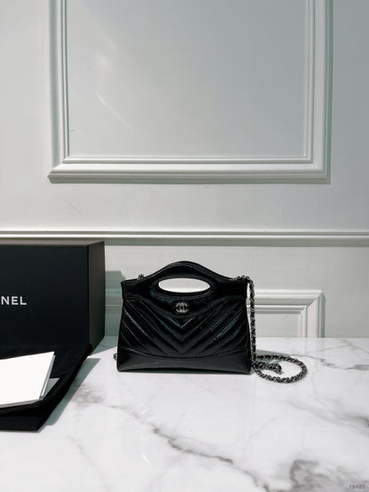 CHANEL 25K 31 NANO BAG, Black/Silver