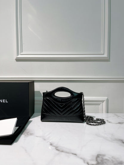 CHANEL 25K 31 NANO BAG, Black/Silver