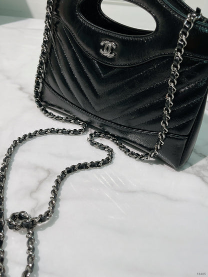CHANEL 25K 31 NANO BAG, Black/Silver
