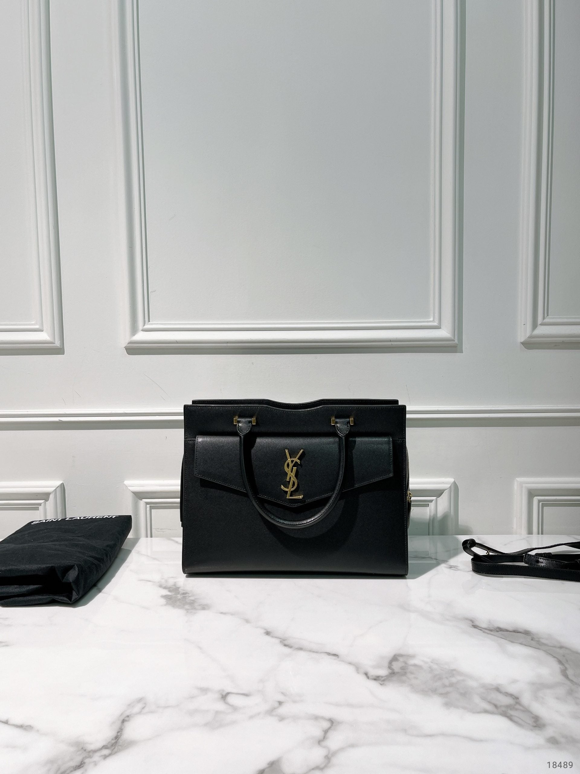 YSL UPTOWN TOTE, Black/Gold