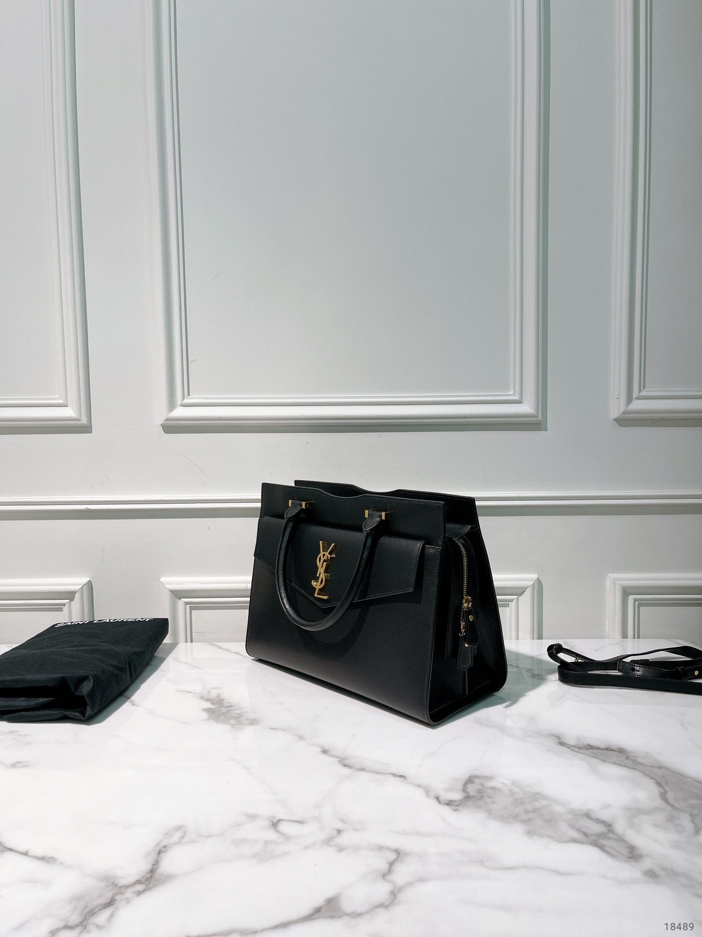 YSL UPTOWN TOTE, Black/Gold